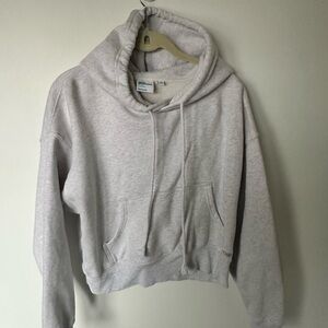 TNA Light Gray Cropped Boyfriend Hoodie Sweatshirt